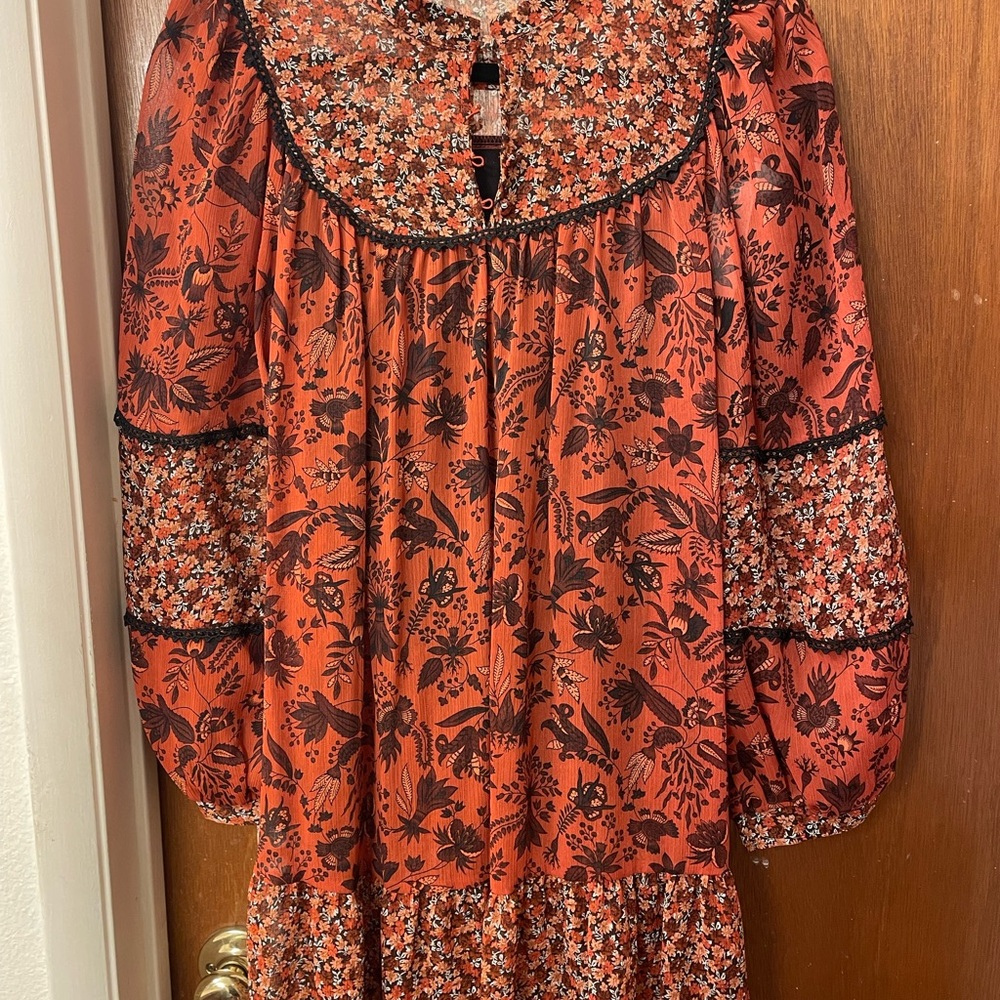 Zara Autumn Floral Dress in Red and Black